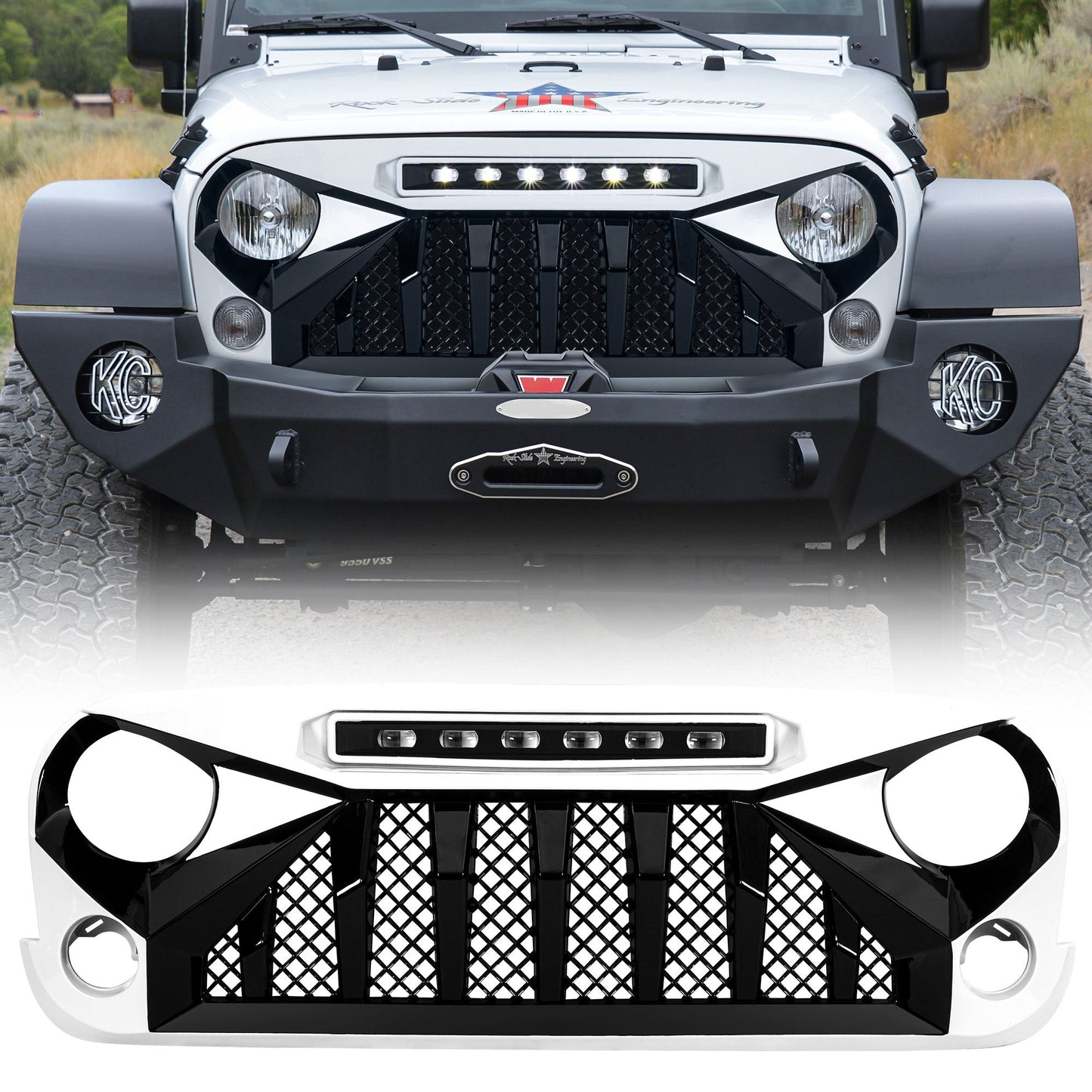 American Modified Front Gladiator Grille Compatible with 07-18 Jeep Wrangler JK - Find Fresh Goods