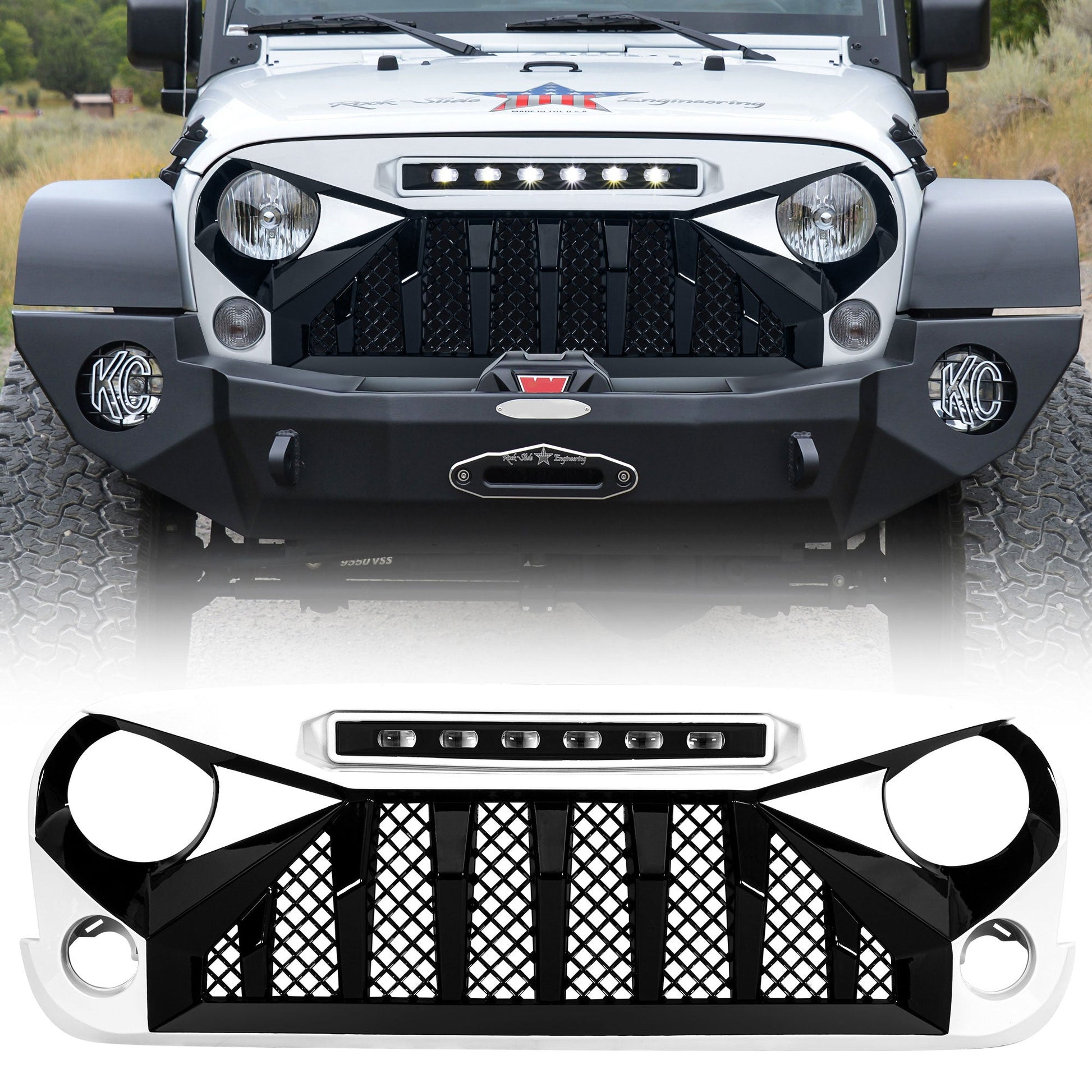 American Modified Front Gladiator Grille Compatible with 07-18 Jeep Wrangler JK - Find Fresh Goods