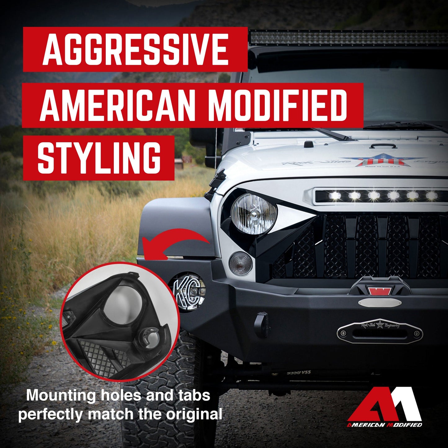 American Modified Front Gladiator Grille Compatible with 07-18 Jeep Wrangler JK - Find Fresh Goods