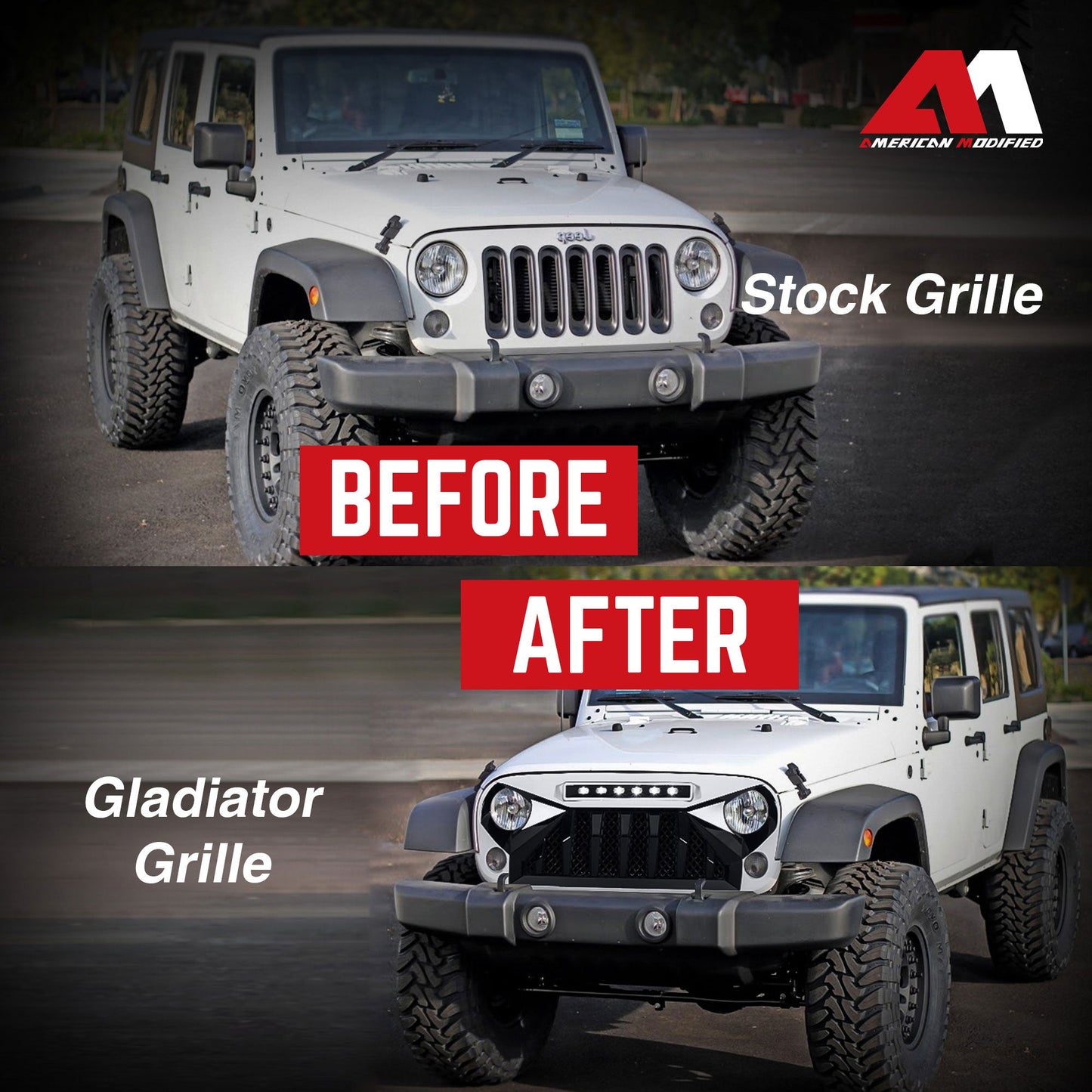 American Modified Front Gladiator Grille Compatible with 07-18 Jeep Wrangler JK - Find Fresh Goods