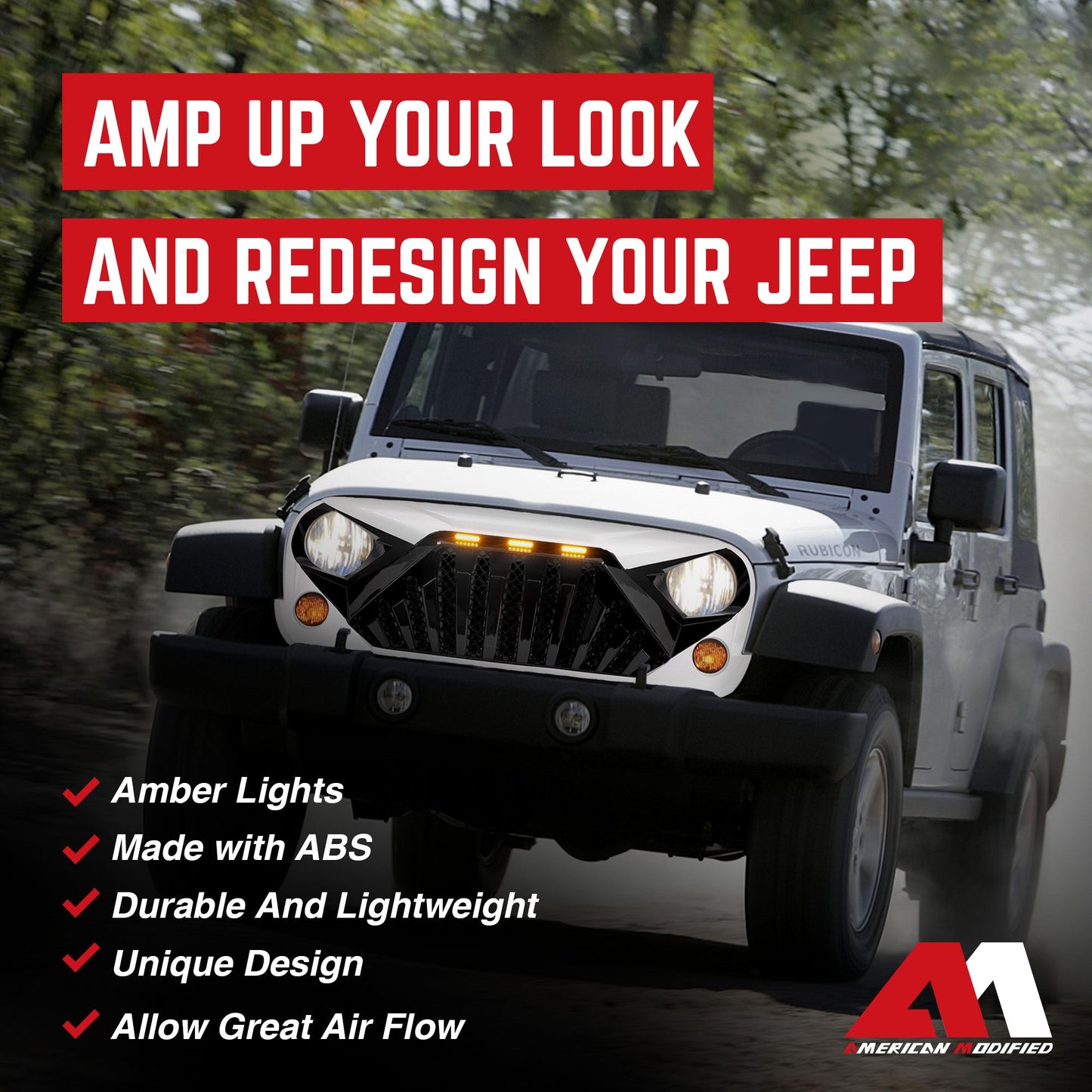 American Modified Goliath Grille Compatible with 2007-2018 Jeep Wrangler JK - Find Fresh Goods
