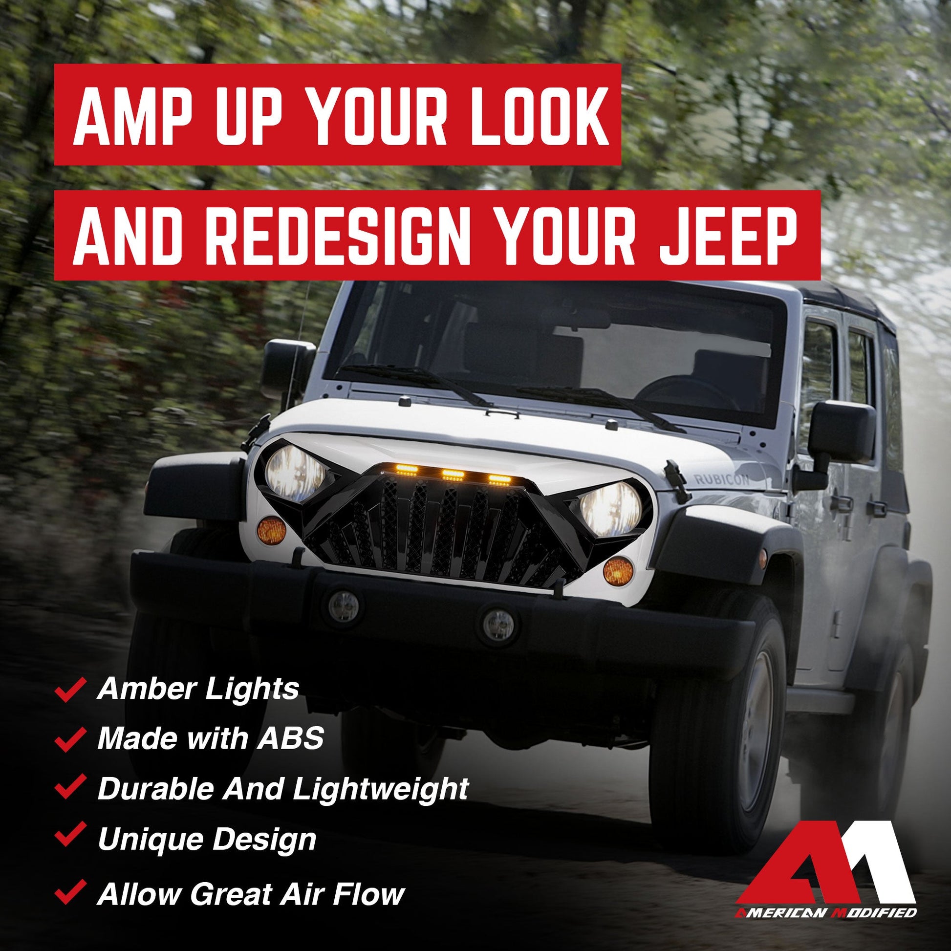 American Modified Goliath Grille Compatible with 2007-2018 Jeep Wrangler JK - Find Fresh Goods