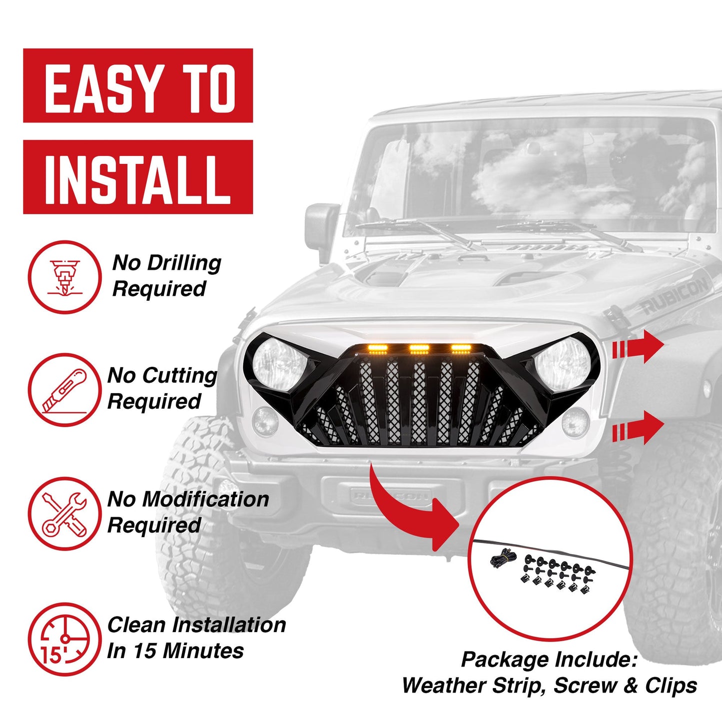 American Modified Goliath Grille Compatible with 2007-2018 Jeep Wrangler JK - Find Fresh Goods
