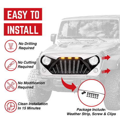 American Modified Goliath Grille Compatible with 2007-2018 Jeep Wrangler JK - Find Fresh Goods