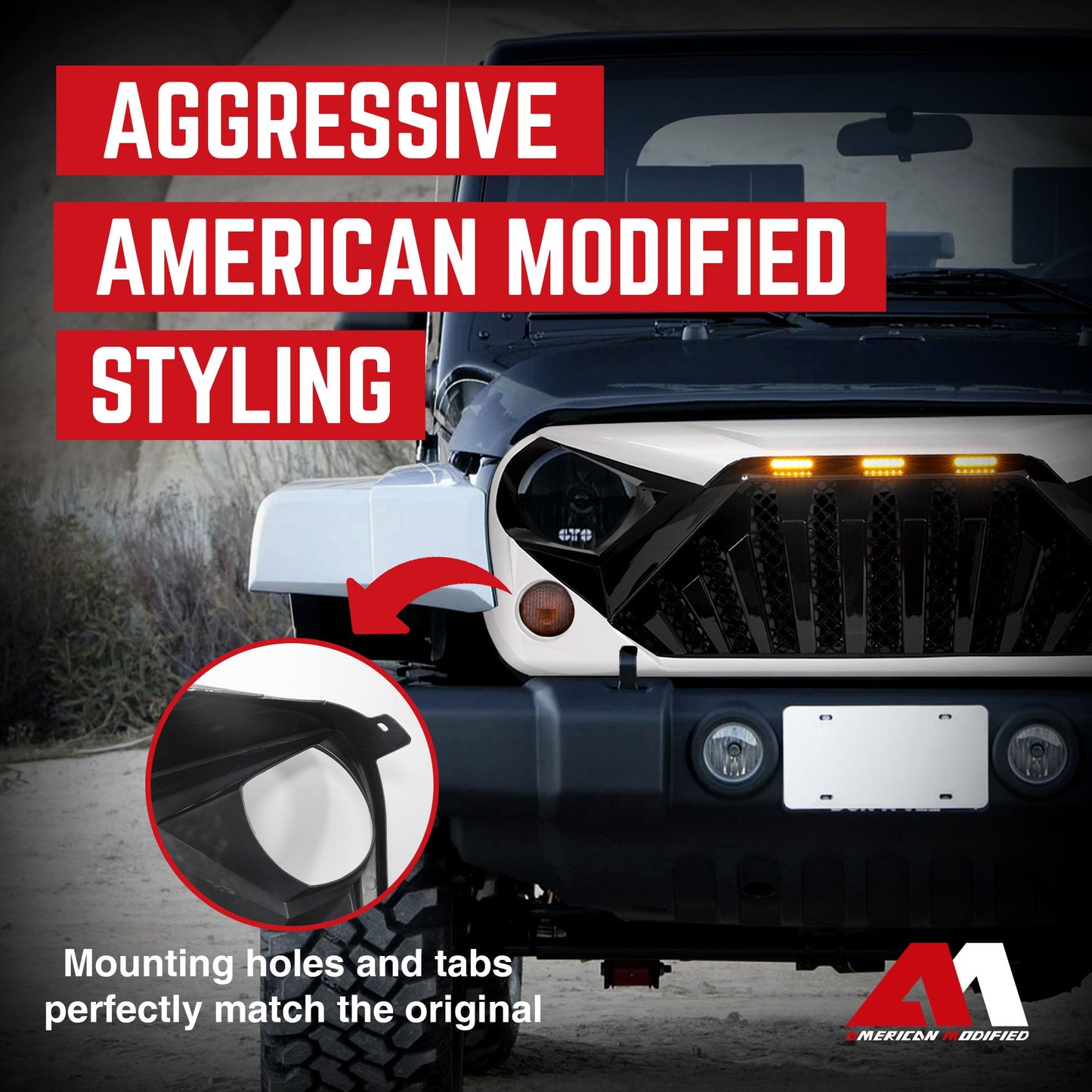 American Modified Goliath Grille Compatible with 2007-2018 Jeep Wrangler JK - Find Fresh Goods
