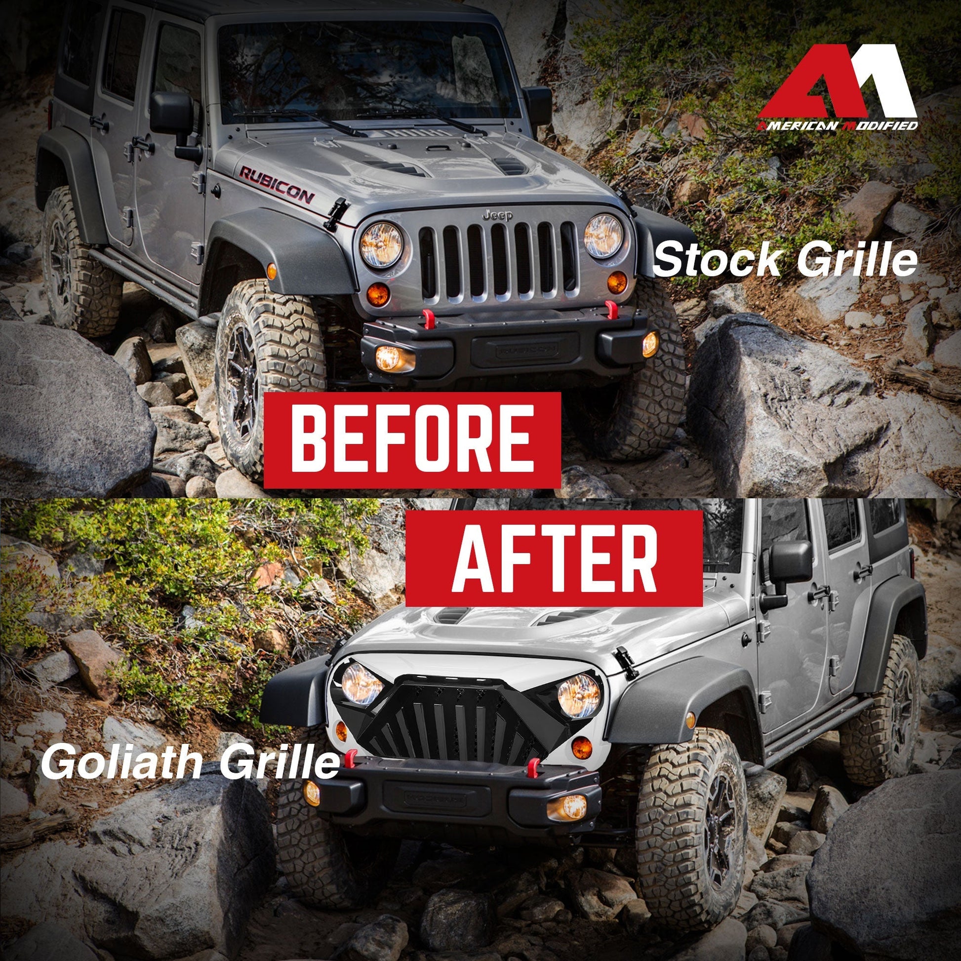 American Modified Goliath Grille Compatible with 2007-2018 Jeep Wrangler JK - Find Fresh Goods