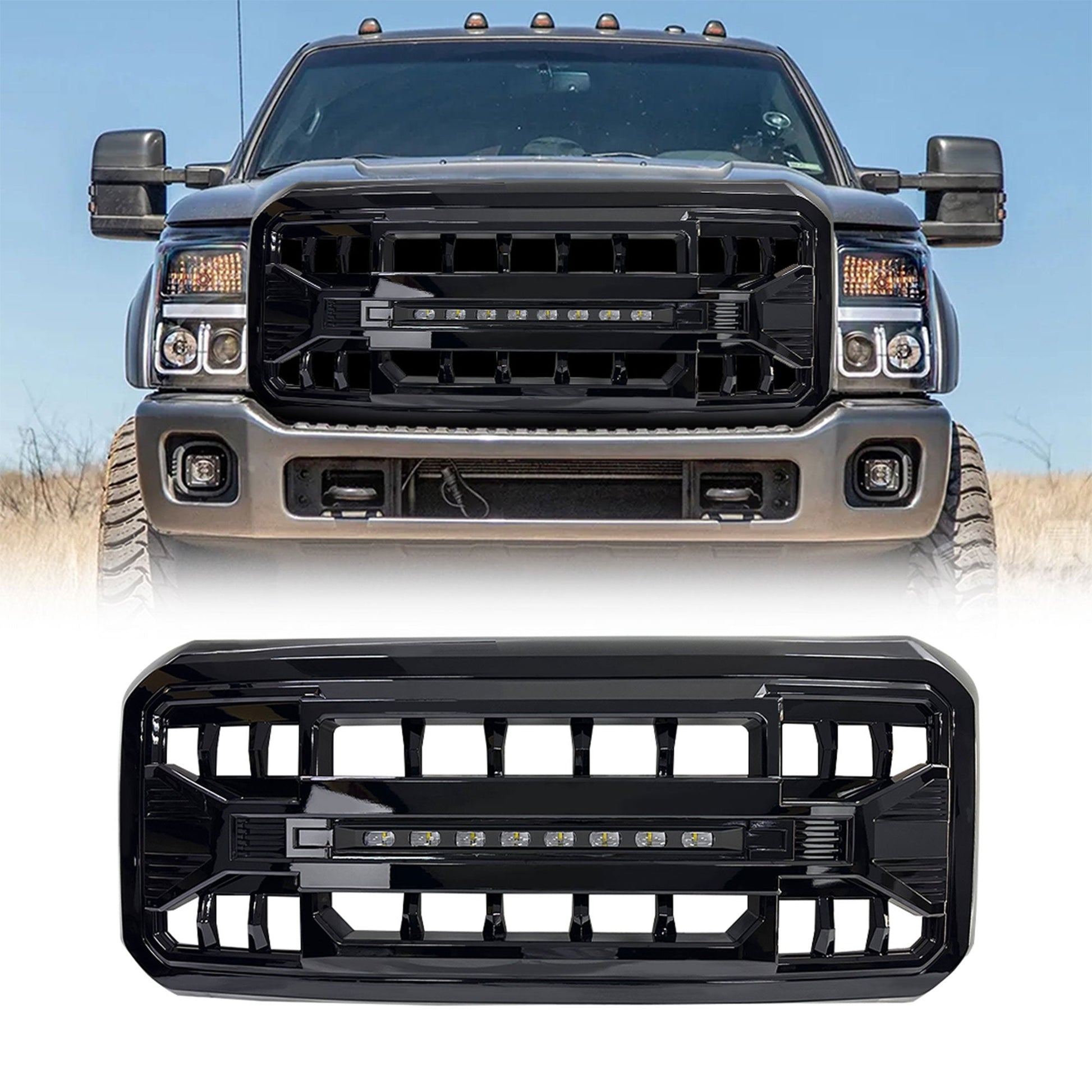 AMERICAN MODIFIED Armor Grille for 2011 to 2016 Ford F250 with Off Road Lights - Find Fresh Goods