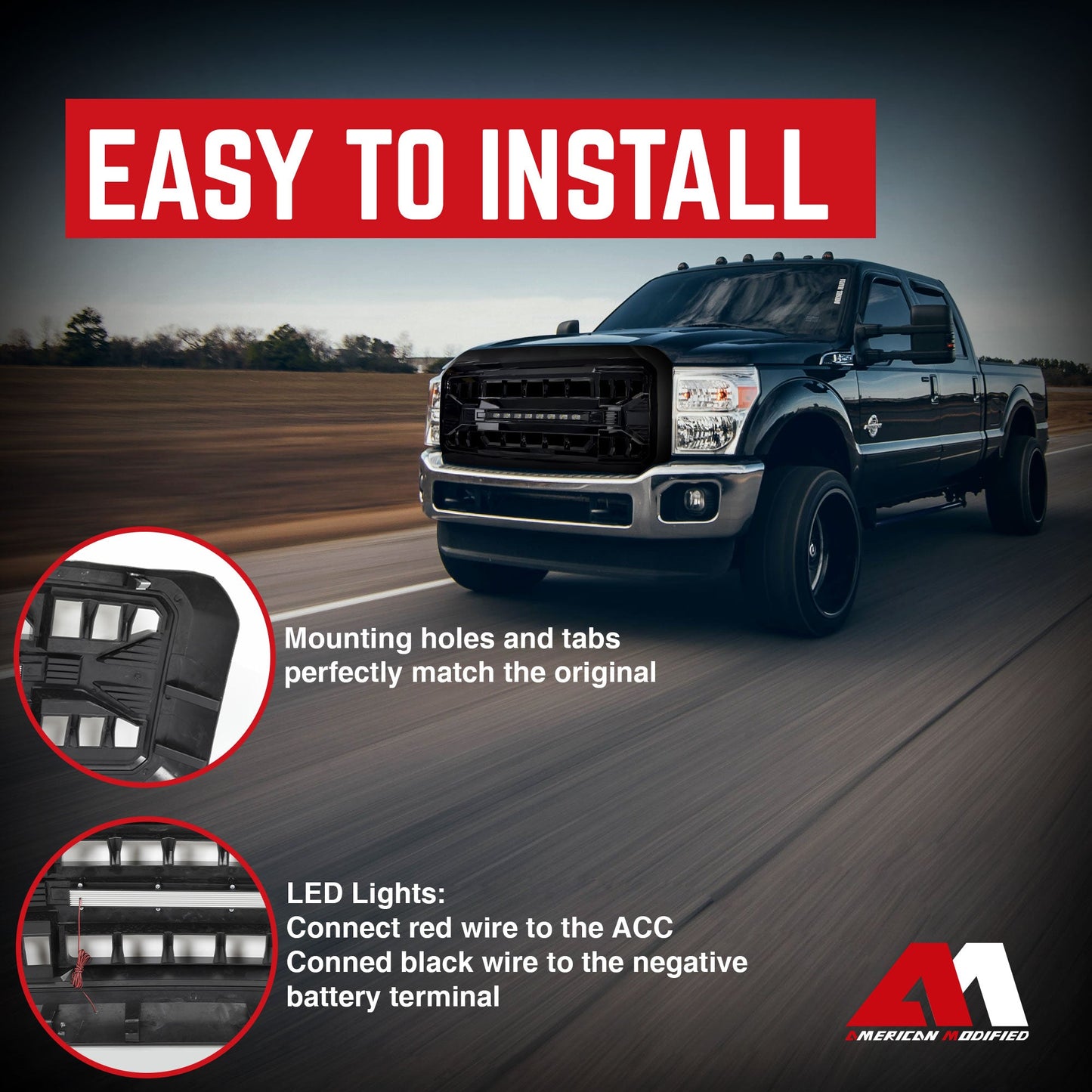 AMERICAN MODIFIED Armor Grille for 2011 to 2016 Ford F250 with Off Road Lights - Find Fresh Goods