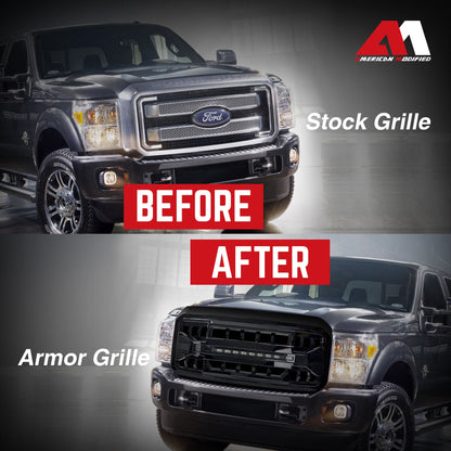 AMERICAN MODIFIED Armor Grille for 2011 to 2016 Ford F250 with Off Road Lights - Find Fresh Goods