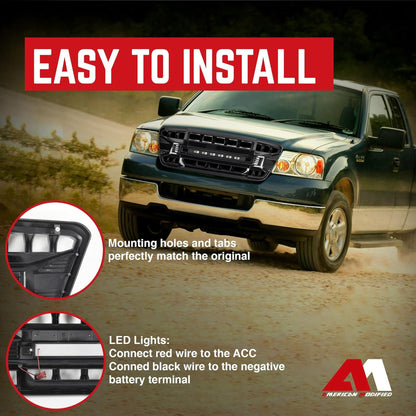 AMERICAN MODIFIED Front Grille Compatible with 2004-2008 Ford F150, Glossy Black - Find Fresh Goods