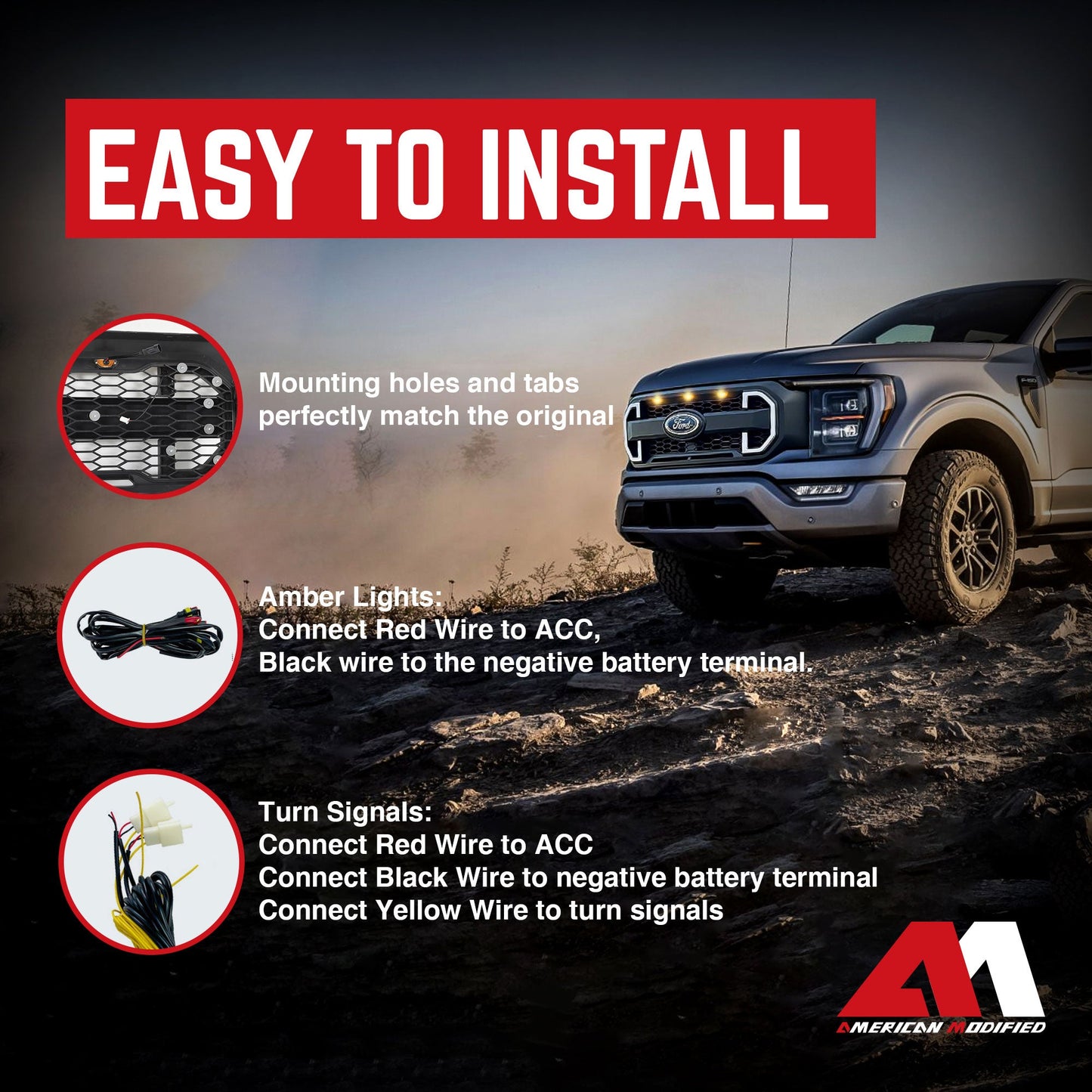 AMERICAN MODIFIED Raptor Style Mesh Grille Compatible with 2021-2023 Ford F150 - Find Fresh Goods