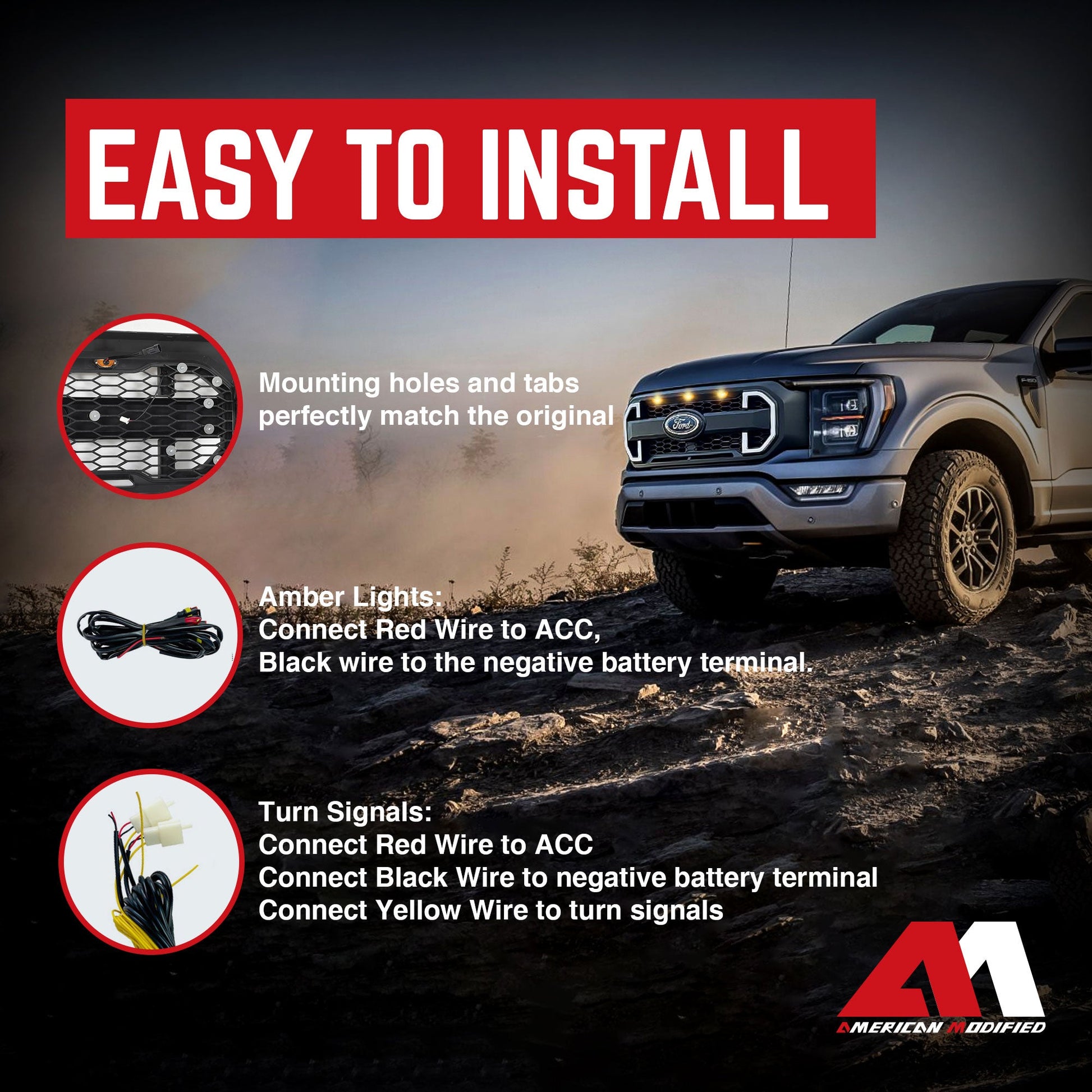 AMERICAN MODIFIED Raptor Style Mesh Grille Compatible with 2021-2023 Ford F150 - Find Fresh Goods