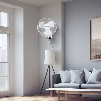 Hurricane Classic 16 Inch 90 Degree Oscillating 3 Speed Wall Fan, White (2 Pack)