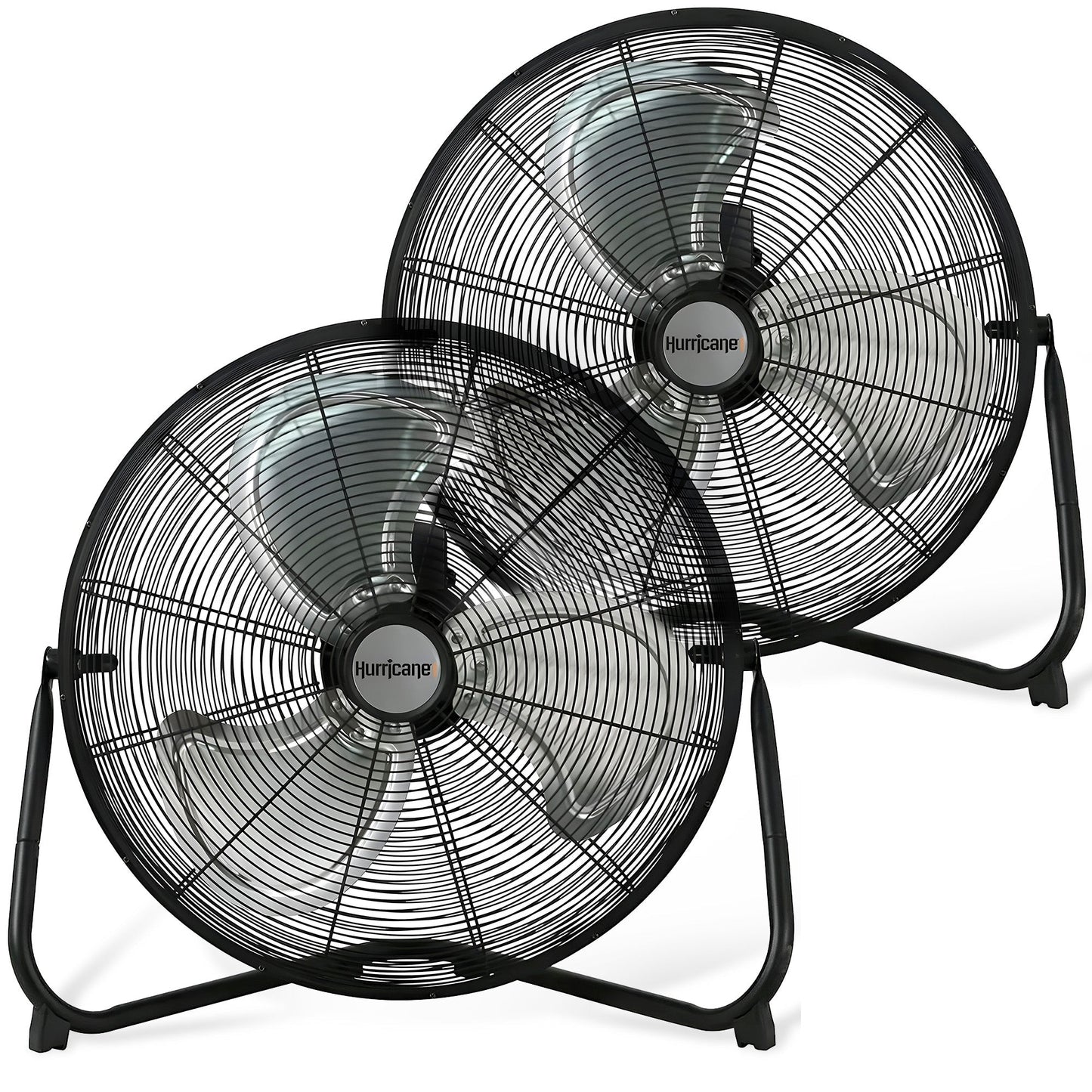 Hurricane Pro 20 Inch 3 Speed High Velocity Metal Floor Fan, Black (2 Pack)