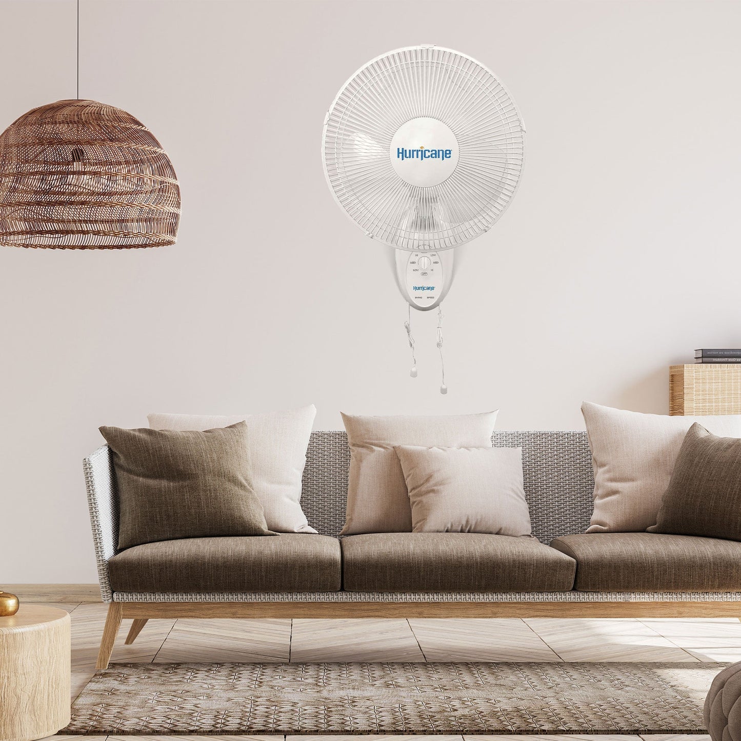 Hurricane Supreme 16 Inch 90 Degree Oscillating 3 Speed Wall Fan, White (2 Pack)