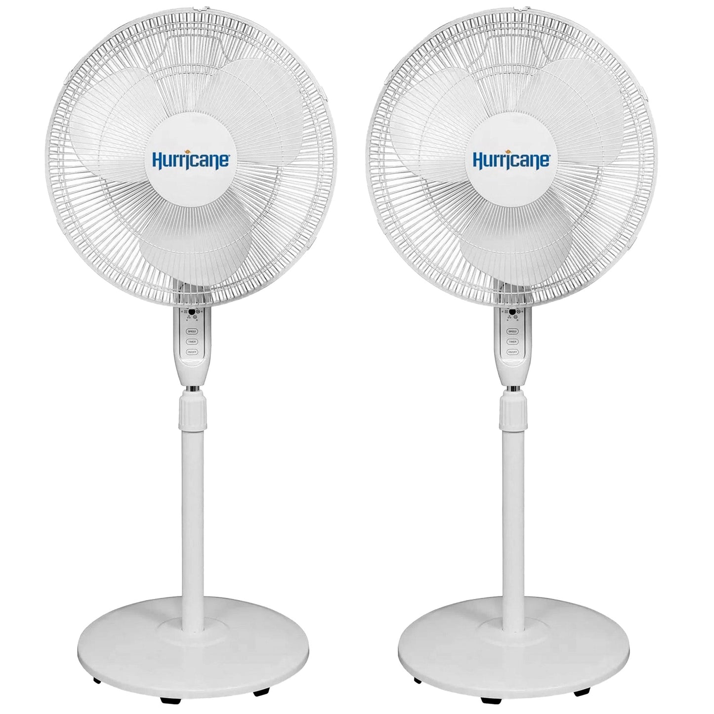 Hurricane Supreme 16 Inch 3 Speed Oscillating Stand Pedestal Fan, 2-Pack, White