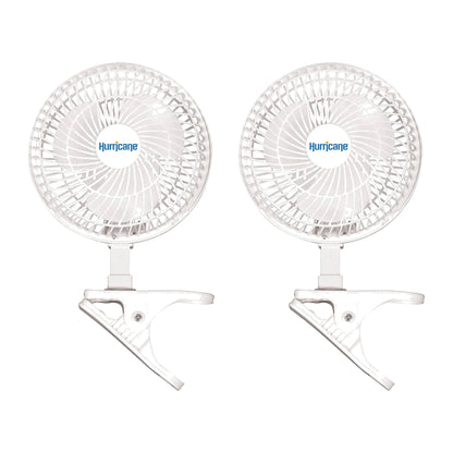 Hurricane Classic 6" Mini Clip On Fan for Desks & Night Stands, White (2 Pack)