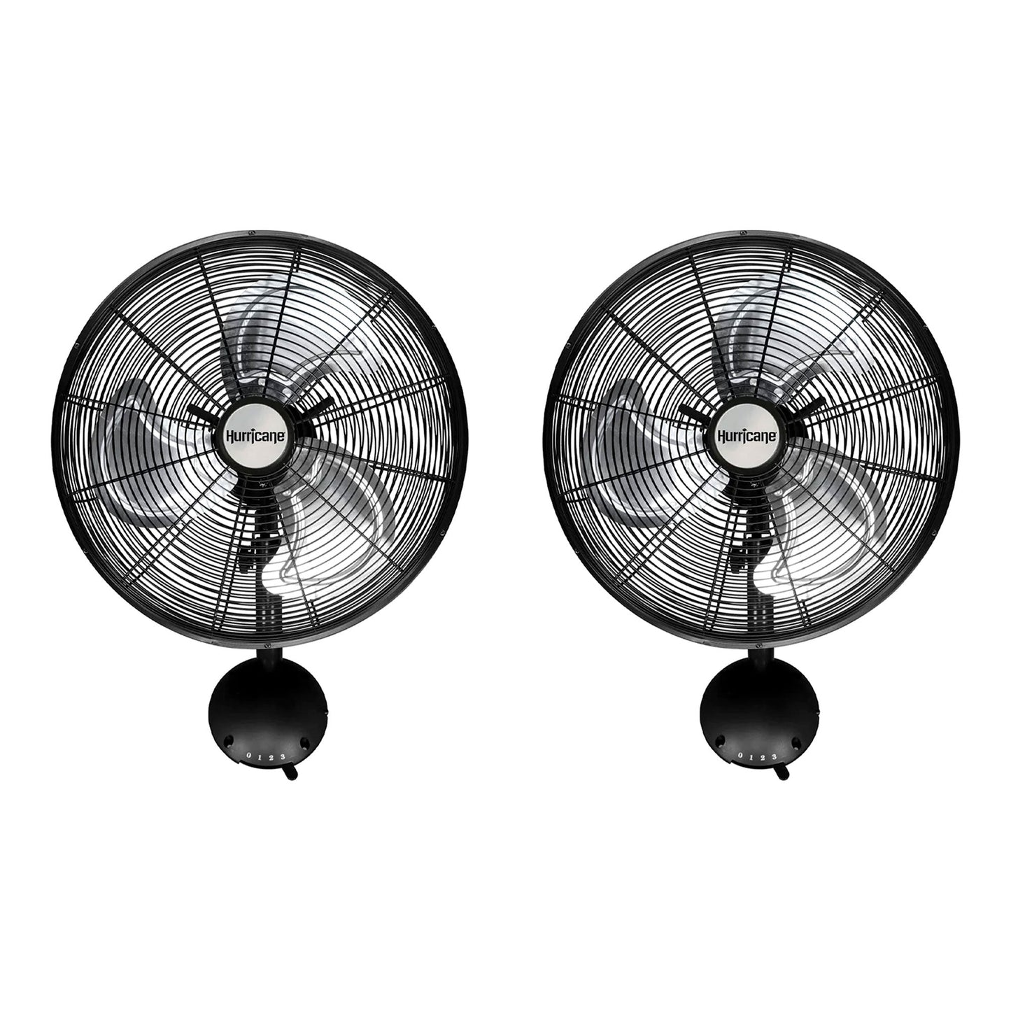 Hurricane 16 Inch Pro High Velocity Oscillating Metal Wall Fan, Black (2 Pack)