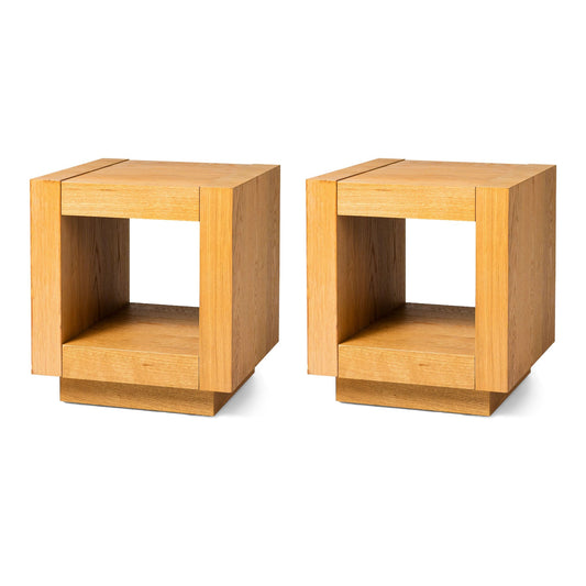 Maven Lane Artemis Contemporary Wooden Side Table in Refined Natural, Set of 2