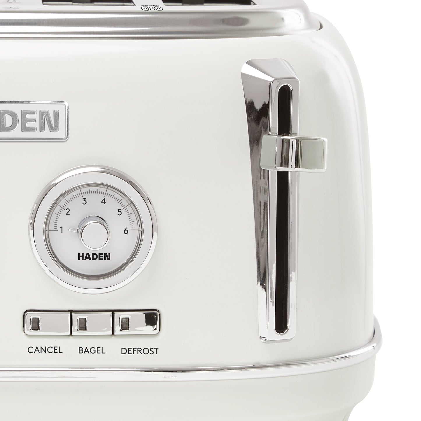 Haden Dorset 4 Slice Wide Slot Stainless Steel Toaster, Ivory & Chrome