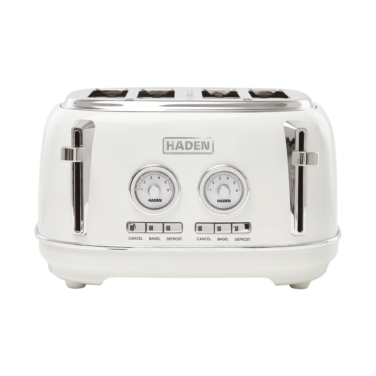 Haden Dorset 4 Slice Wide Slot Stainless Steel Toaster, Ivory & Chrome