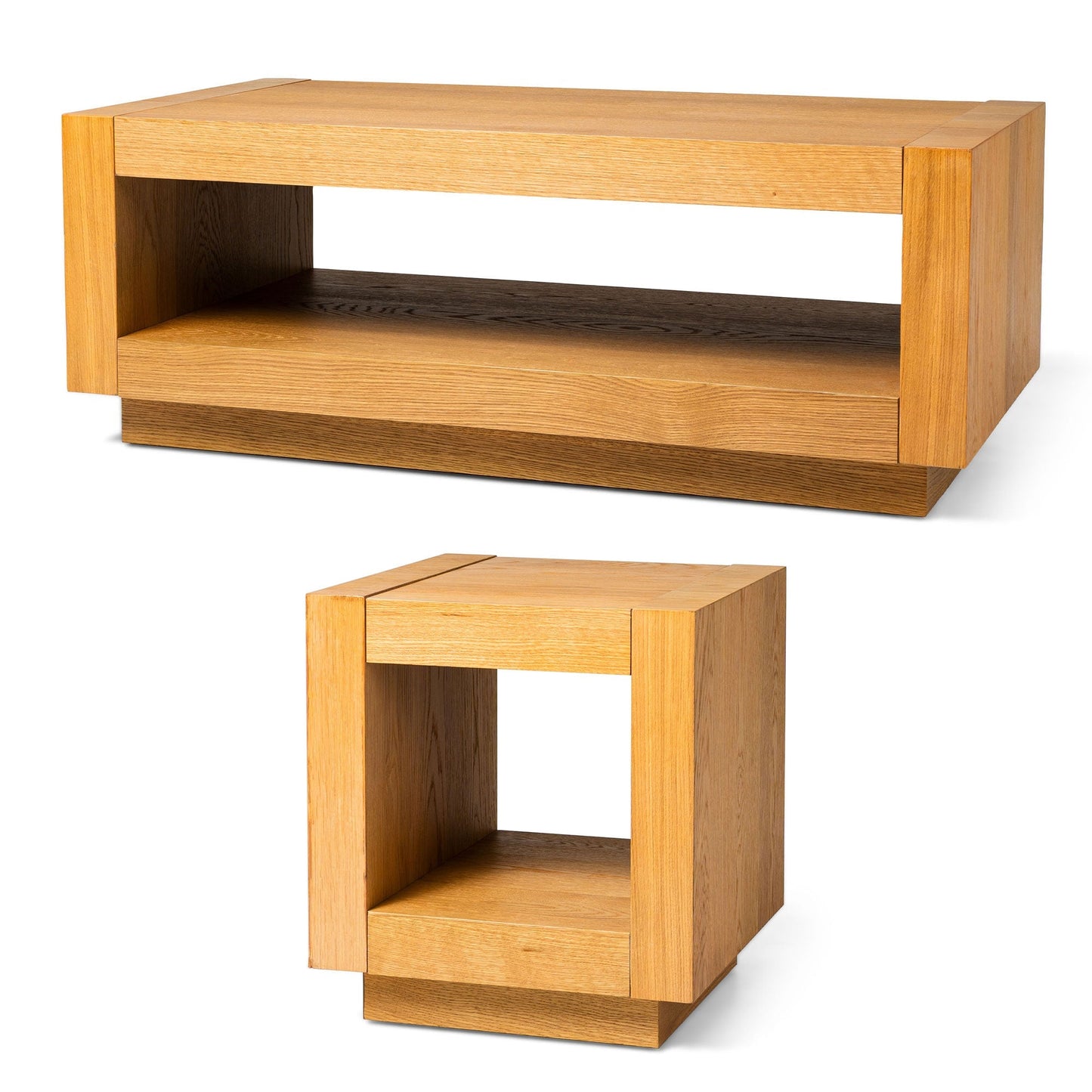 Maven Lane Artemis Wooden Coffee Table and Side Table Set, Refined Natural Finish