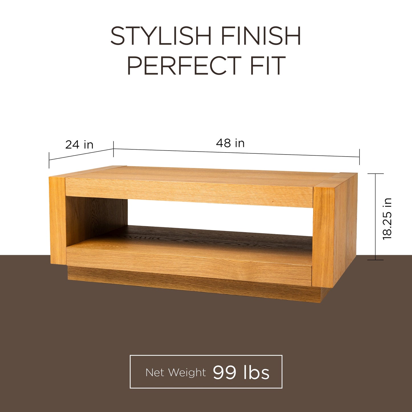 Maven Lane Artemis Wooden Coffee Table and Side Table Set, Refined Natural Finish