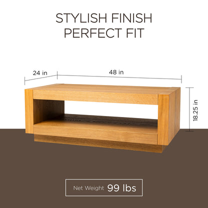 Maven Lane Artemis Wooden Coffee Table and Side Table Set, Refined Natural Finish