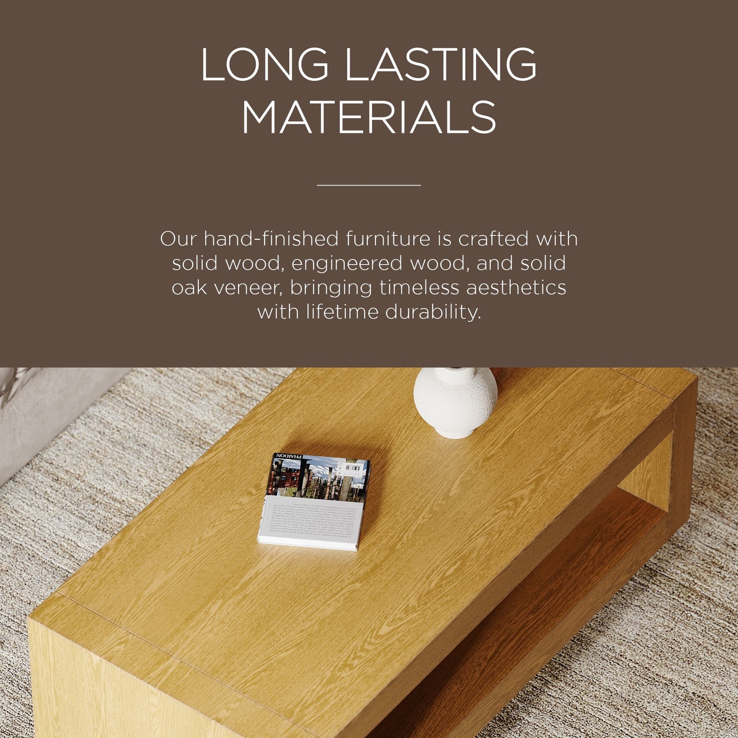 Maven Lane Artemis Wooden Coffee Table and Side Table Set, Refined Natural Finish