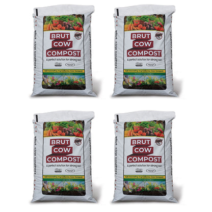 Brut Organic 1 Cu Ft Pure Nutrient Rich Garden Enhancer Cow Compost, (4 Pack)