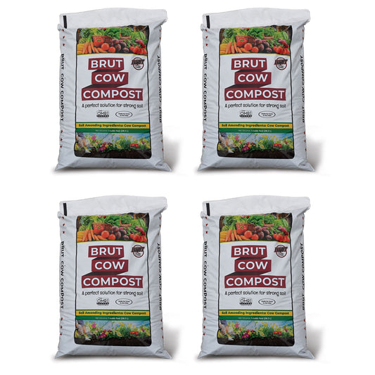 Brut Organic 1 Cu Ft Pure Nutrient Rich Garden Enhancer Cow Compost, (4 Pack)