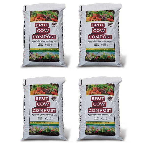 Brut Organic 1 Cu Ft Pure Nutrient Rich Garden Enhancer Cow Compost, (4 Pack)