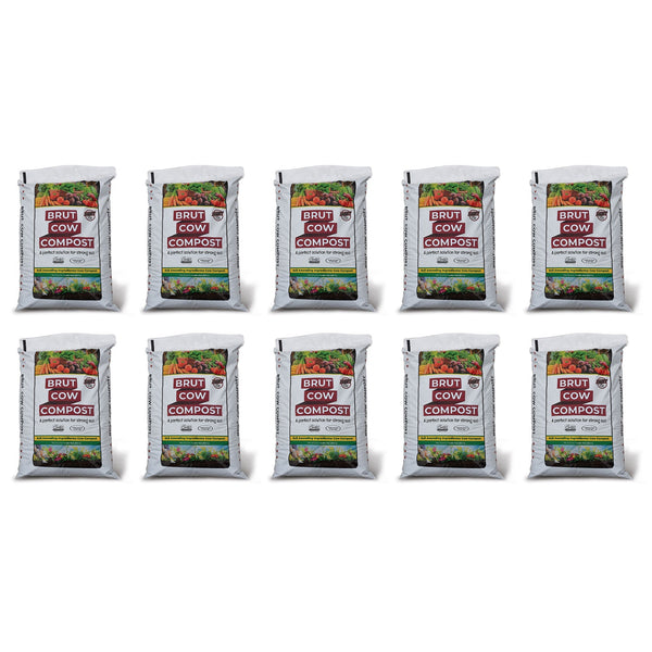 Brut Organic 1 Cu Ft Pure Nutrient Rich Garden Enhancer Cow Compost, (10 Pack)