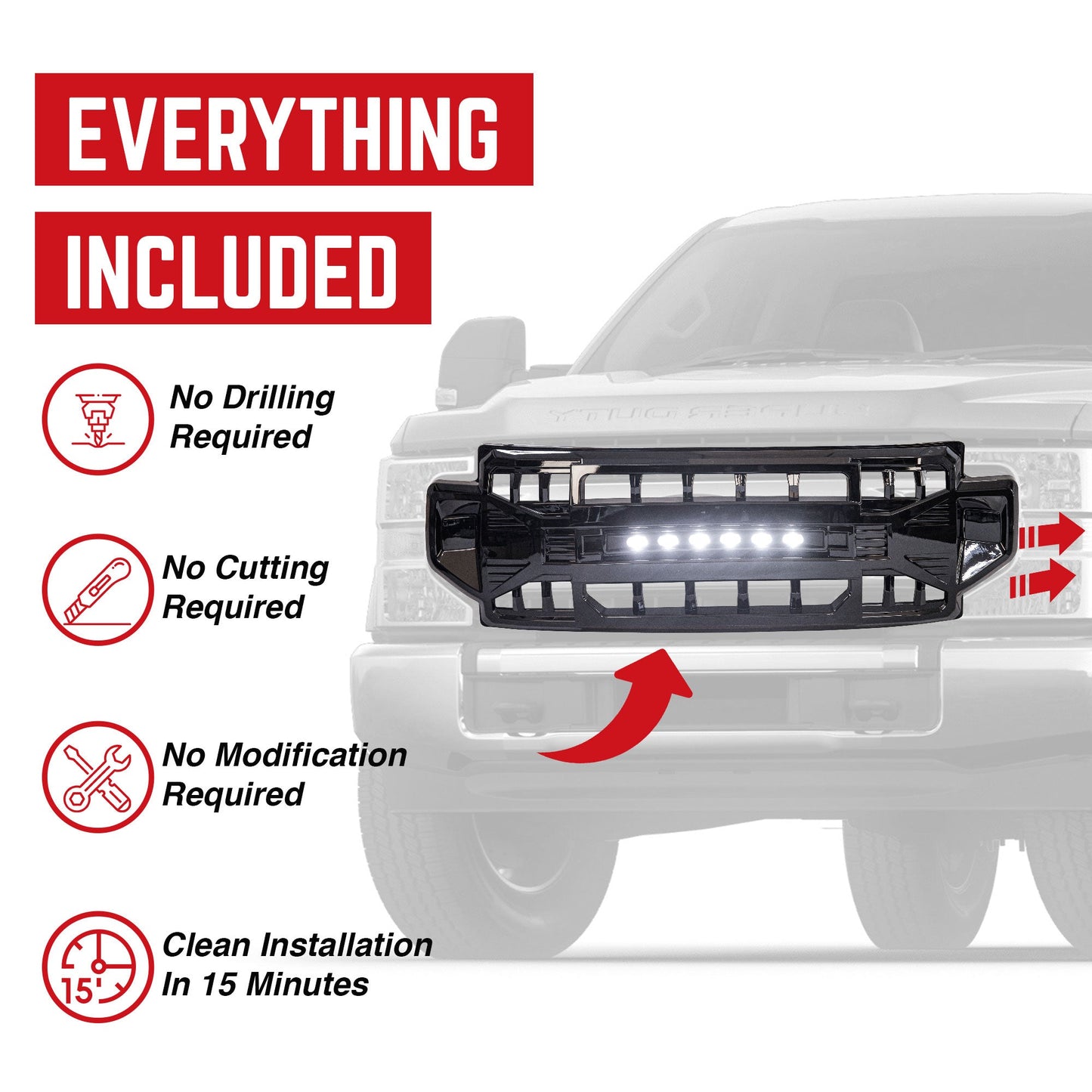 AMERICAN MODIFIED Armor Grille Compatible with 2020-2022 Ford F250/F350, Black - Find Fresh Goods