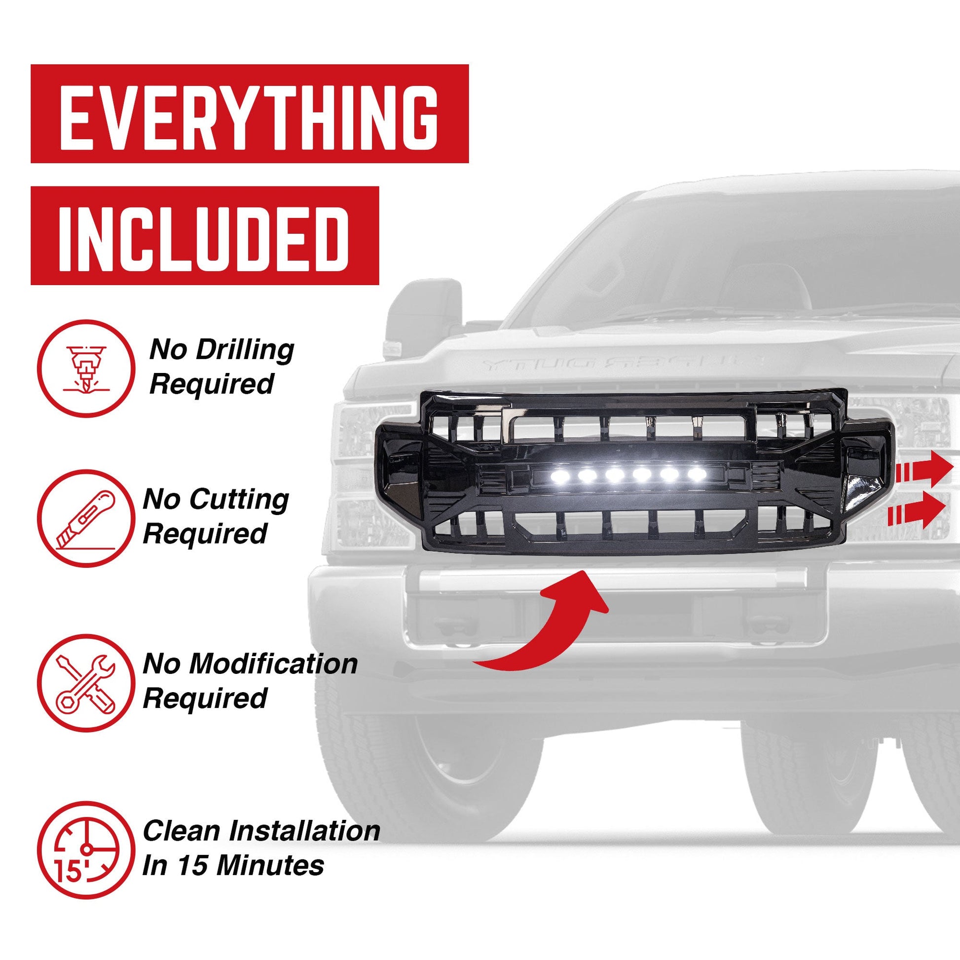 AMERICAN MODIFIED Armor Grille Compatible with 2020-2022 Ford F250/F350, Black - Find Fresh Goods