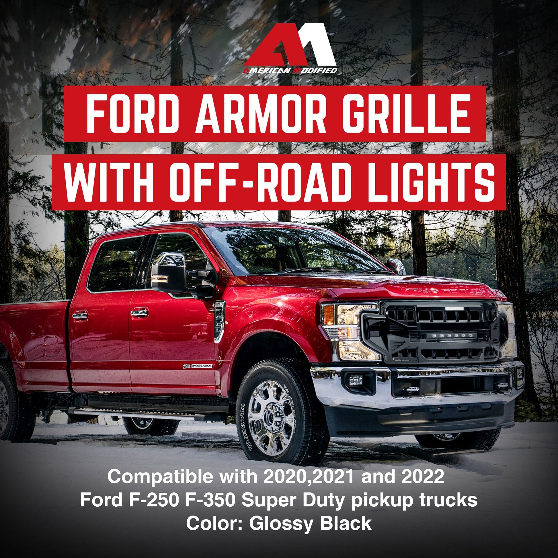 AMERICAN MODIFIED Armor Grille Compatible with 2020-2022 Ford F250/F350, Black - Find Fresh Goods
