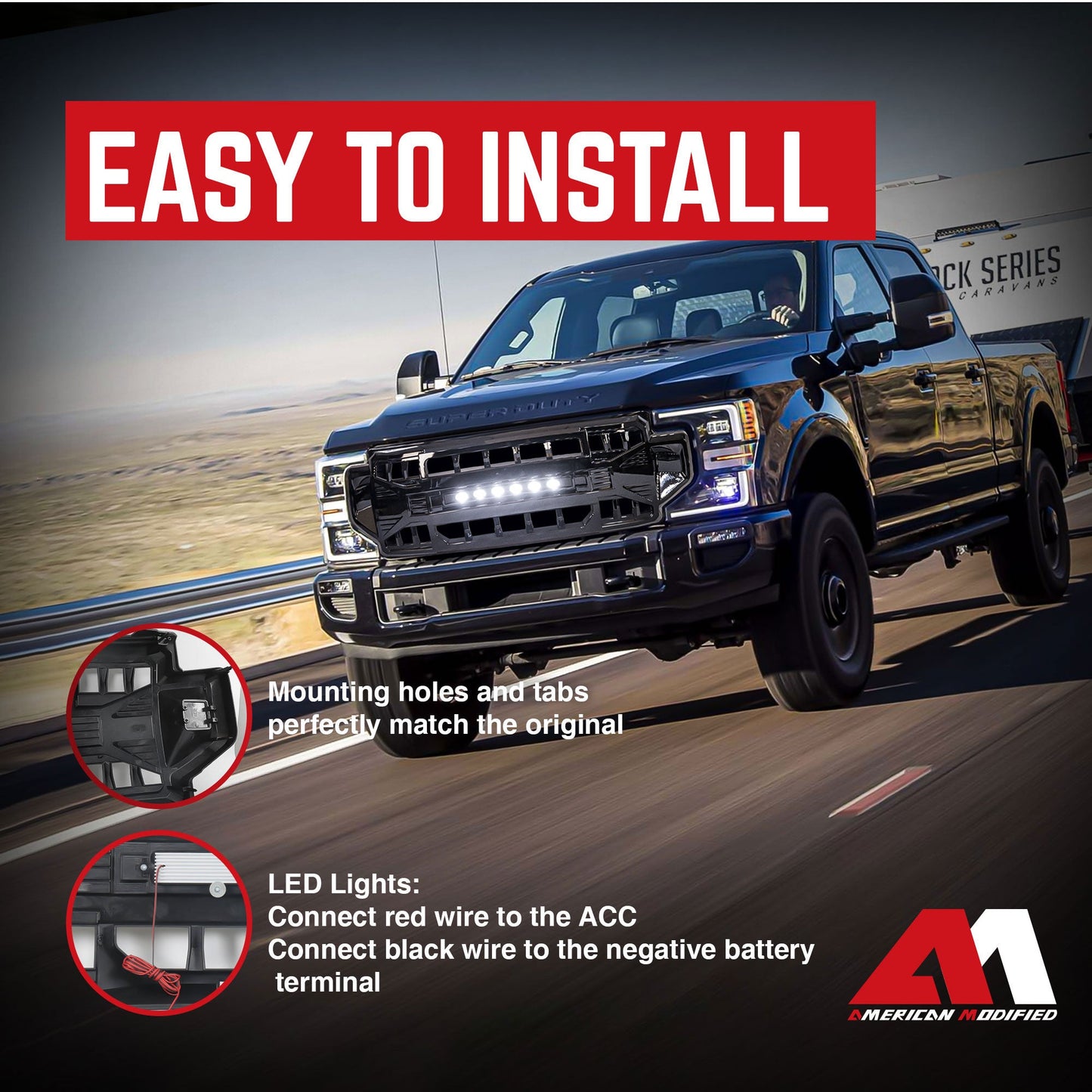 AMERICAN MODIFIED Armor Grille Compatible with 2020-2022 Ford F250/F350, Black - Find Fresh Goods