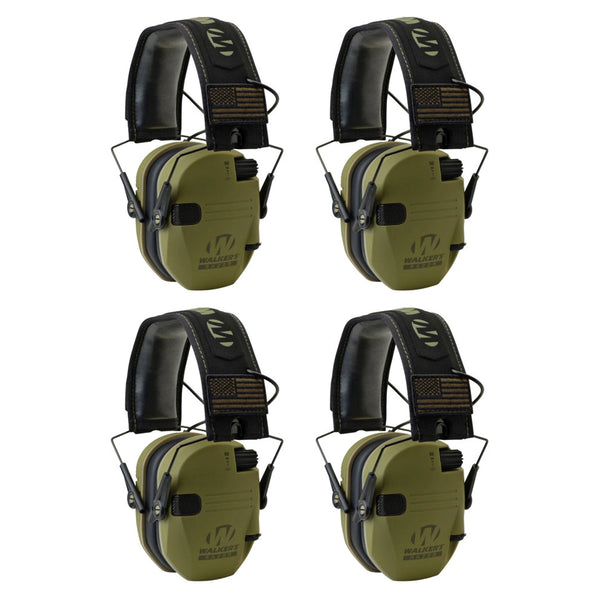 Walkers Razor Slim Shooter Hearing Protection Earmuffs, Green Patriot (4 Pack)