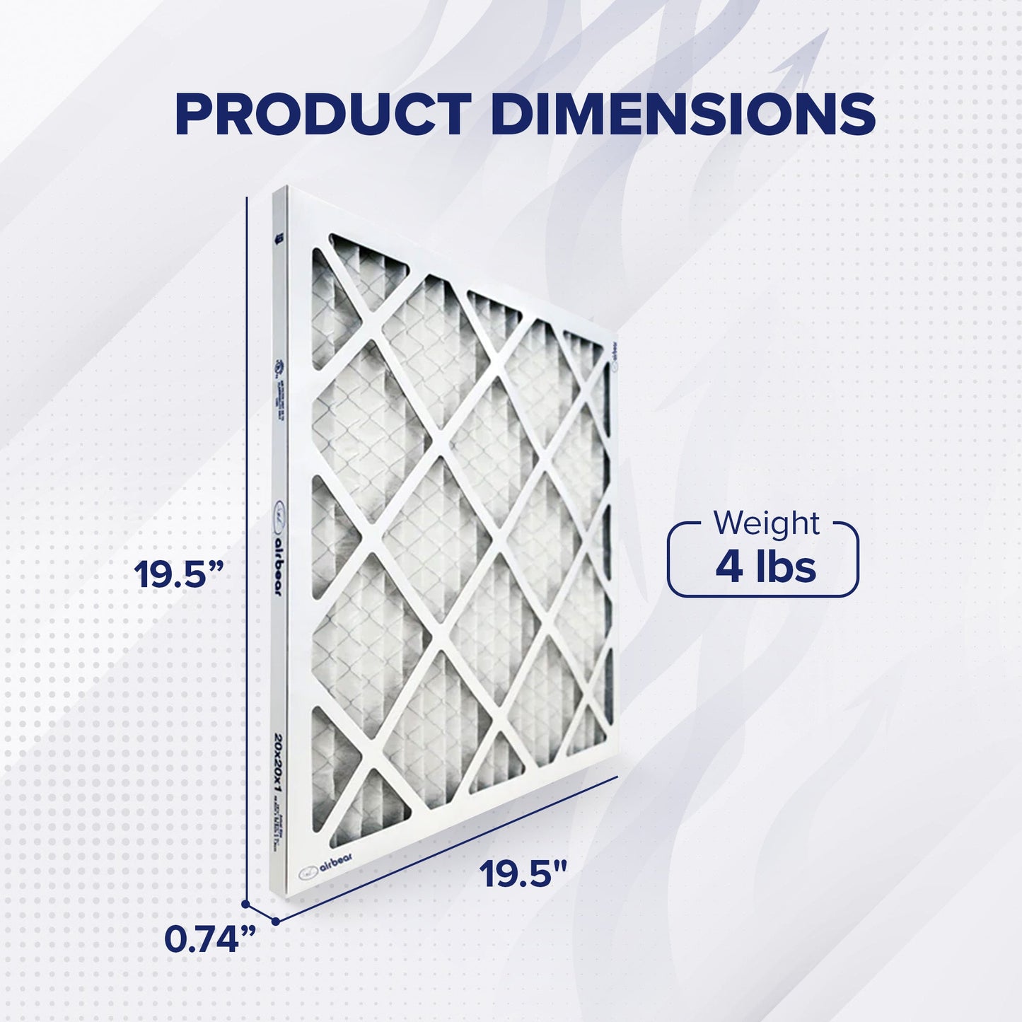 Trion MERV 8 Air Bear 20 x 20 x 1" High Efficiency Pleated HVAC Filter, 6 Pack