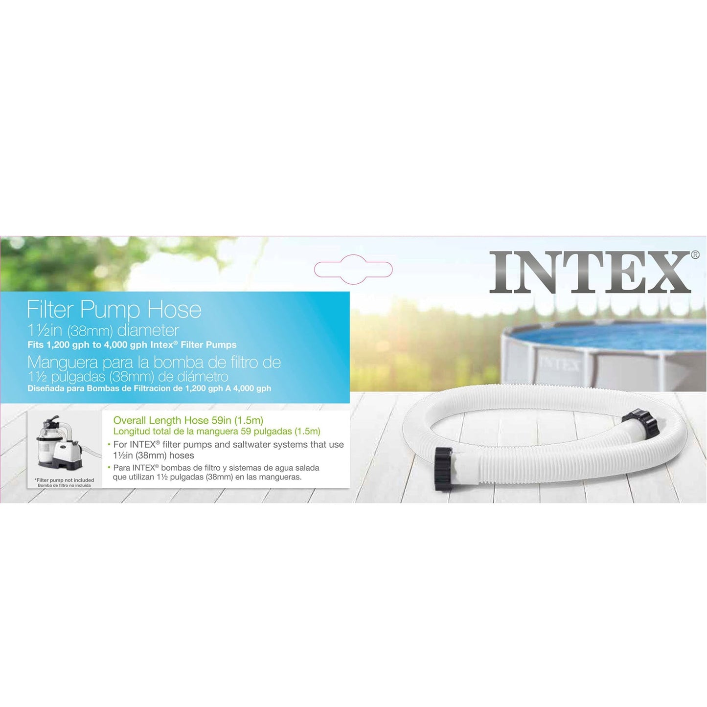 Intex 29060E 1.5" Diameter Accessory Pool 1,500 GPH Pump Replacement 59" Hose
