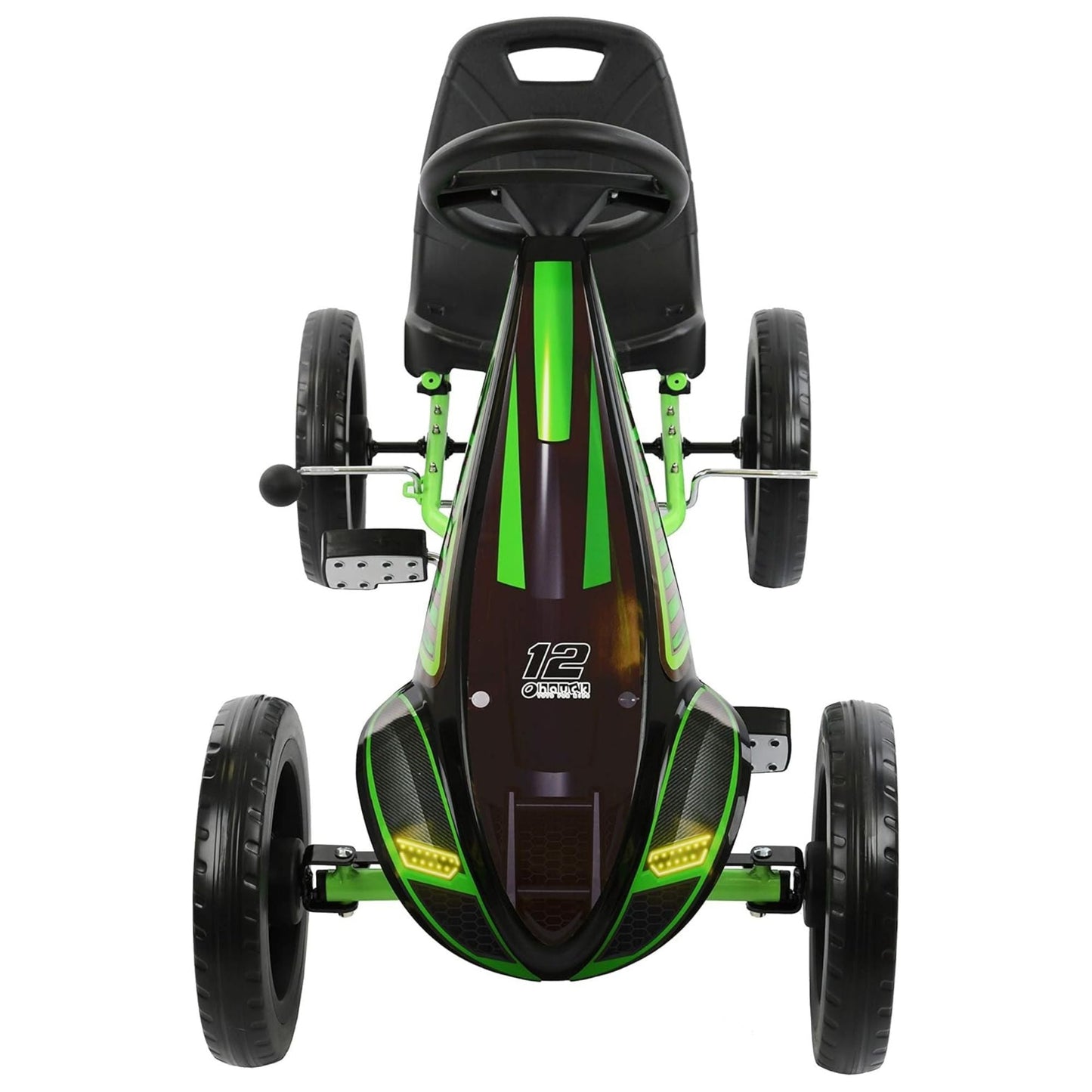 hauck Cyclone Junior Racing Go Kart, 12” Rims and Race Style Pedals, Lime Green