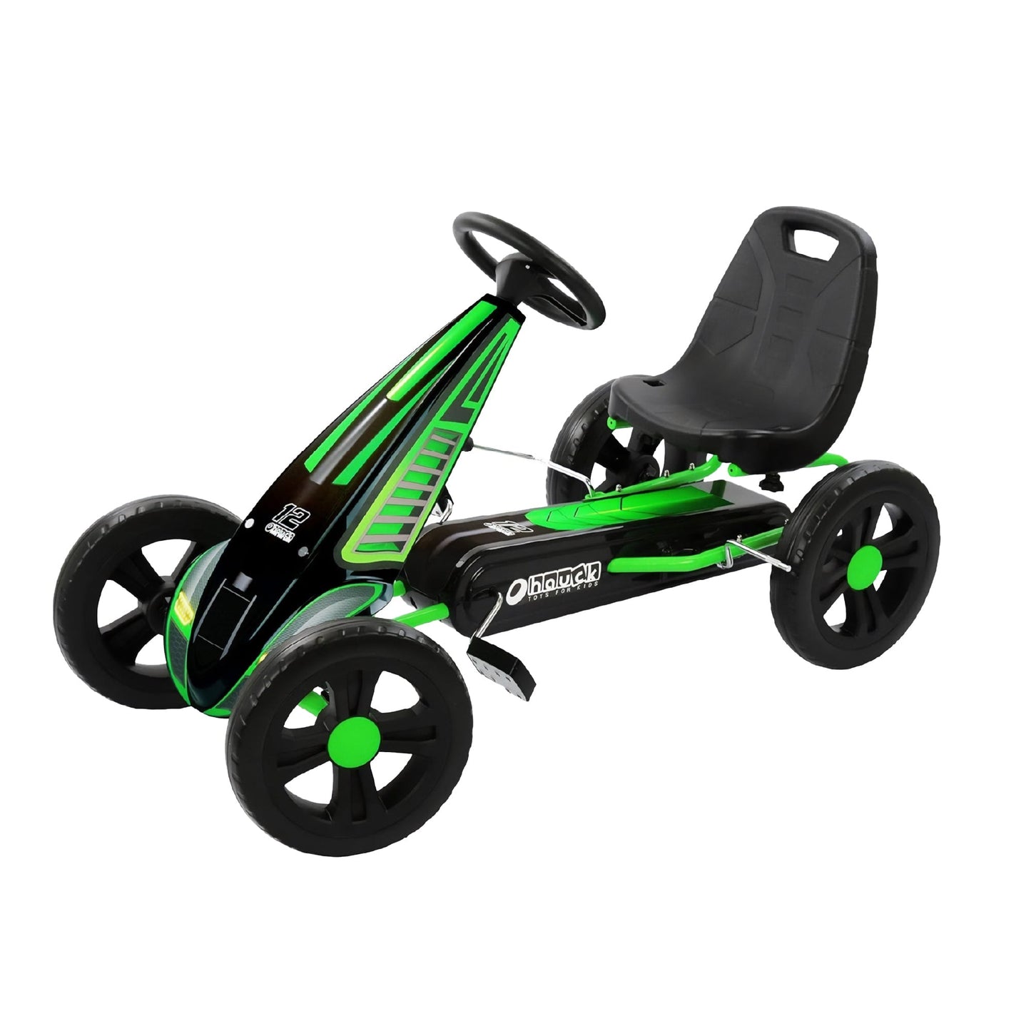 hauck Cyclone Junior Racing Go Kart, 12” Rims and Race Style Pedals, Lime Green