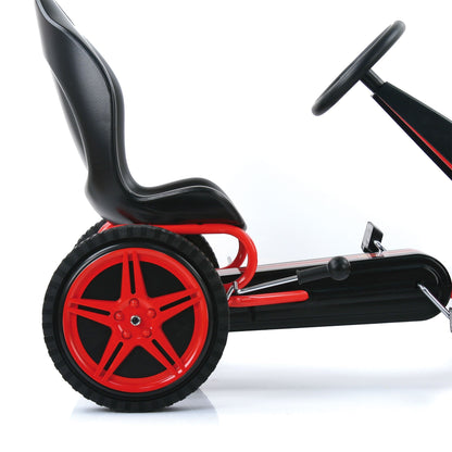 hauck Hurricane Racing Go Kart w/Low Profile Rubber Tires, Handbrake Design, Red