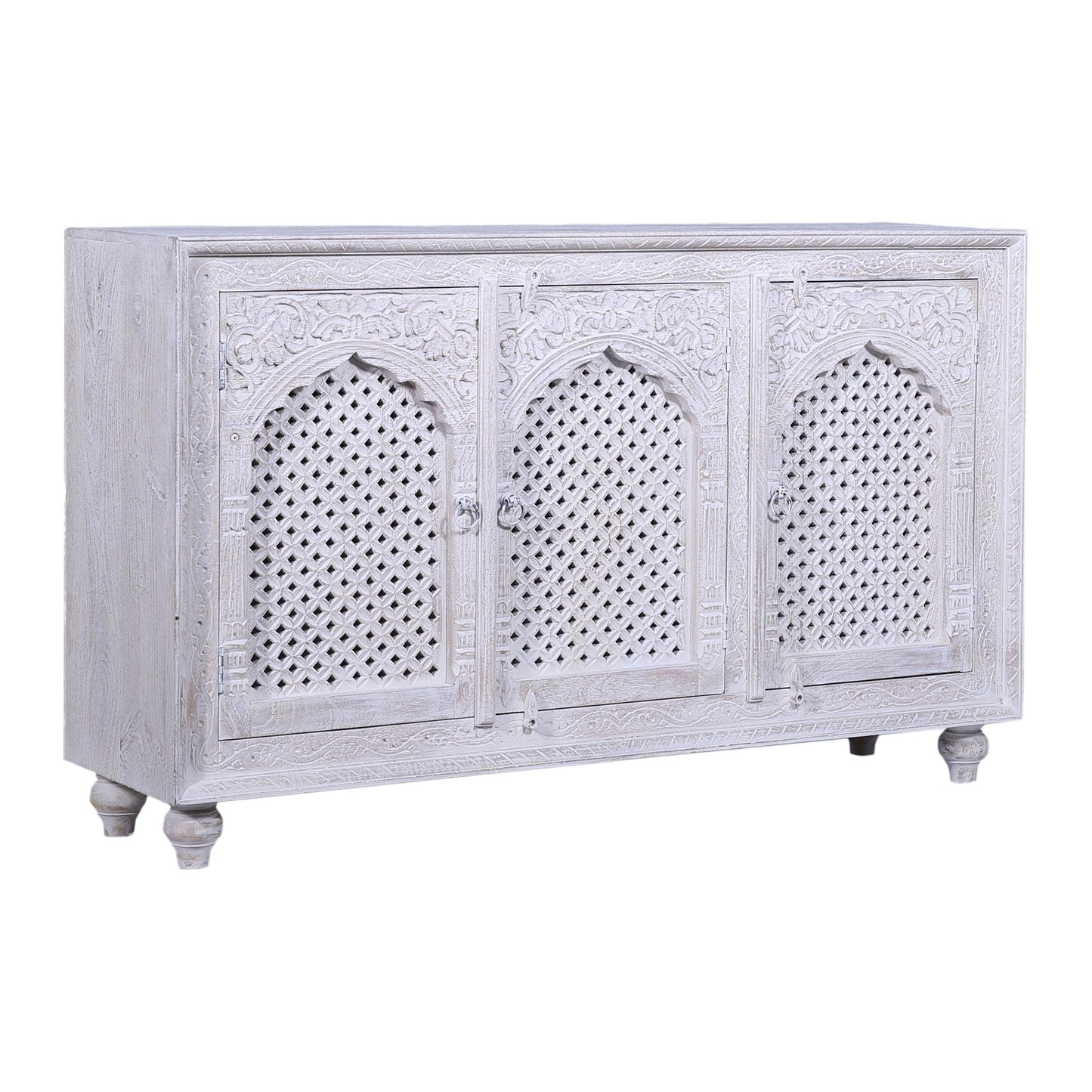 Patrin Nomad Wooden Sideboard in White Distressed Finish