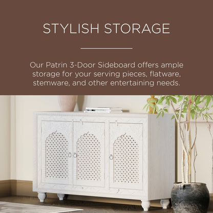 Patrin Nomad Wooden Sideboard in White Distressed Finish