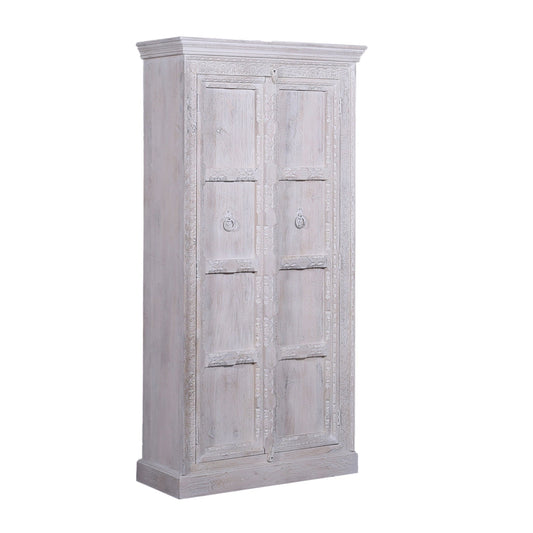 Mahala Nomad Wooden Cabinet in White Distressed Finish