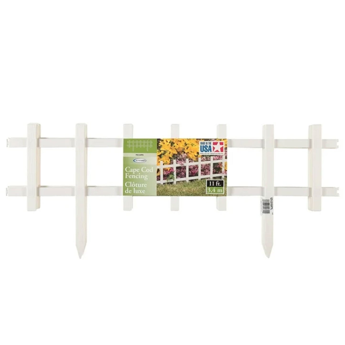 Suncast Cape Cod Styling Long Border Fence w/ Interlocking Tabs, White (4 Pack)