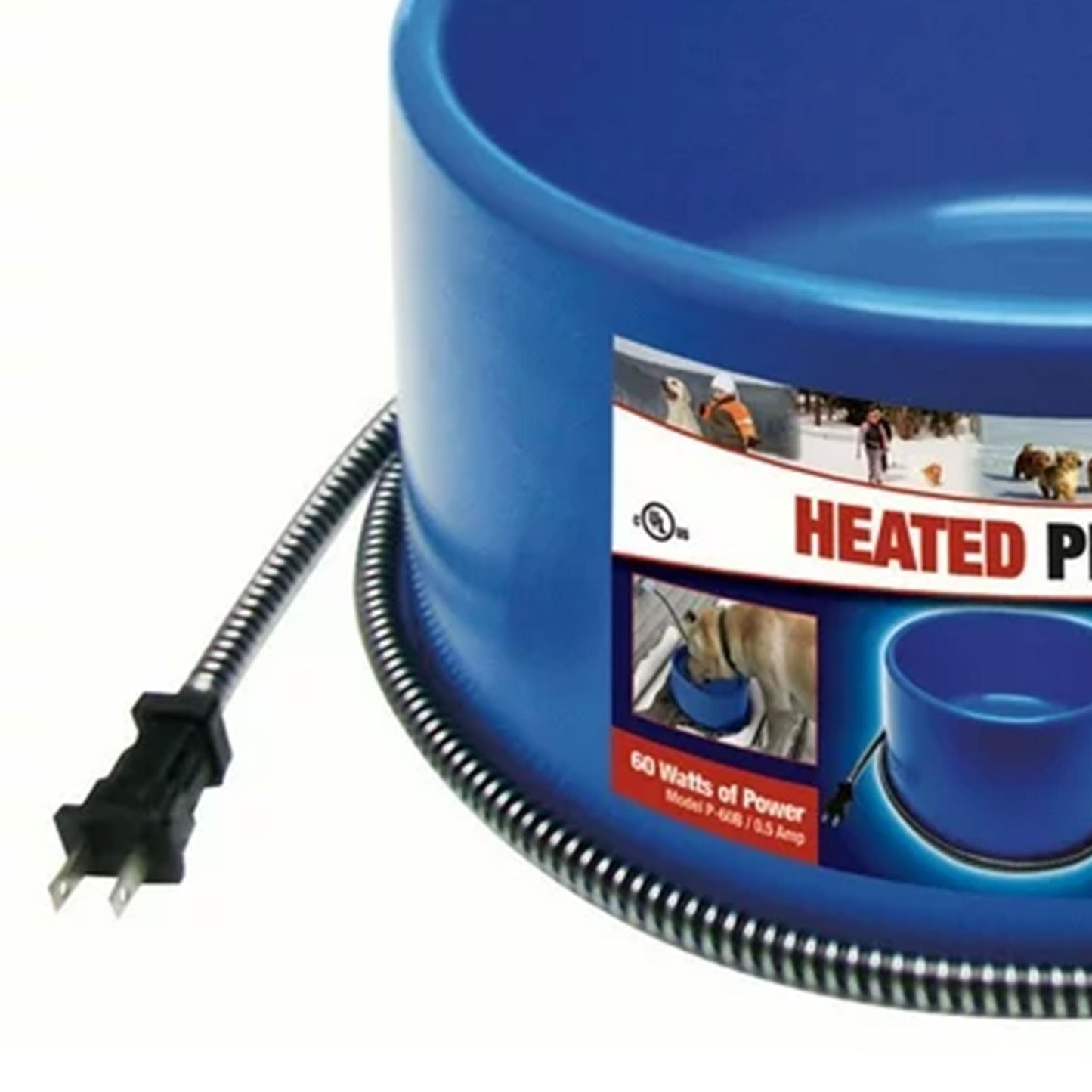 Farm Innovators 60 Watt Premium Plastic Heated Pet Dog and Cat Water Bowl, Blue