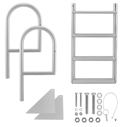 RecPro 4 Step Aluminum Marine Grade Dock Pier Attachment Flip Up Ladder, Silver - Find Fresh Goods