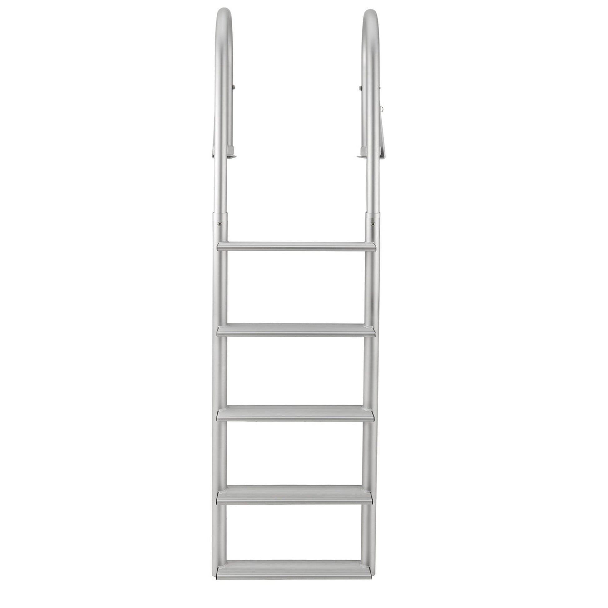 RecPro 5 Step Aluminum Marine Grade Dock Pier Attachment Flip Up Ladder, Silver - Find Fresh Goods